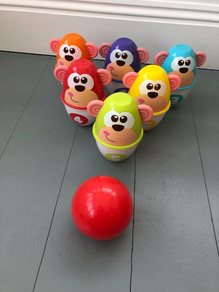 chicco monkey strike bowling set